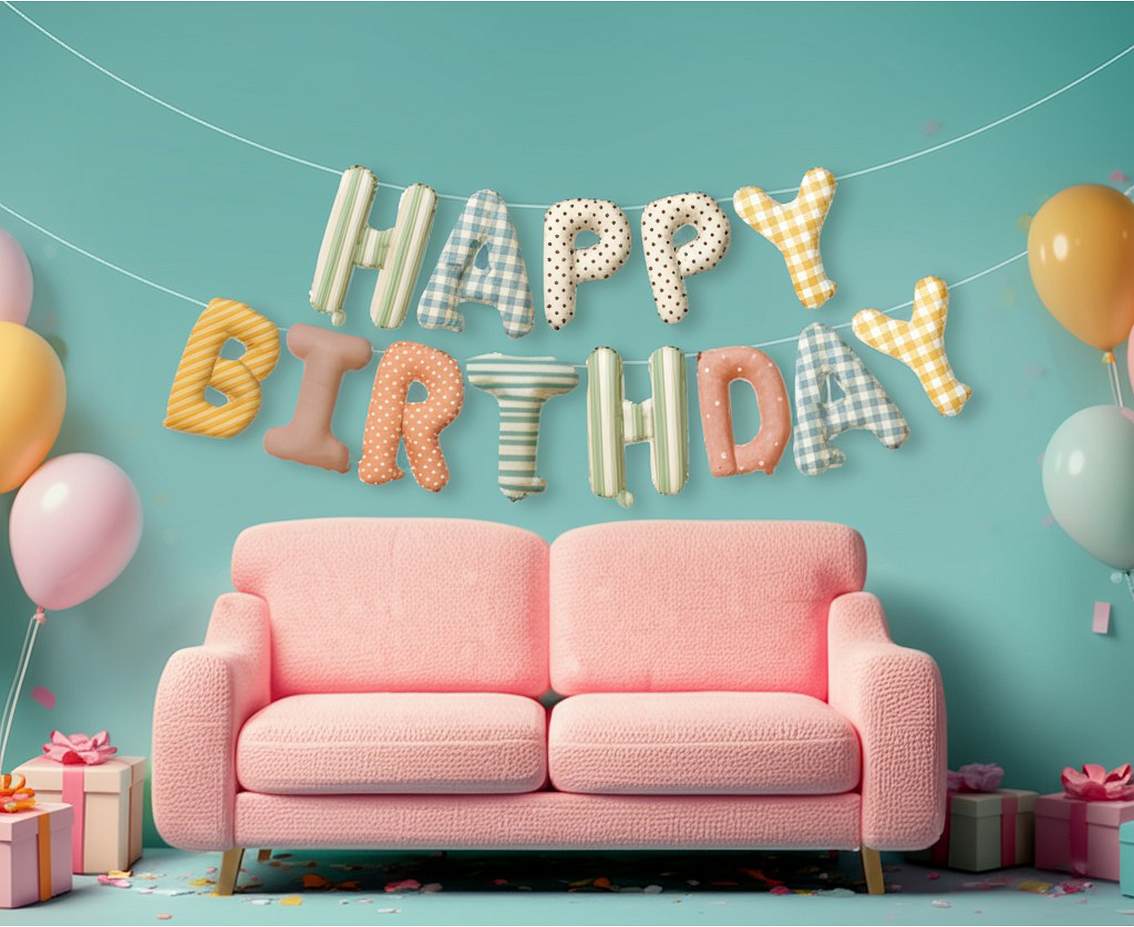 Girlanda balonowa, napis HAPPY BIRTHDAY, dł. 4 m
