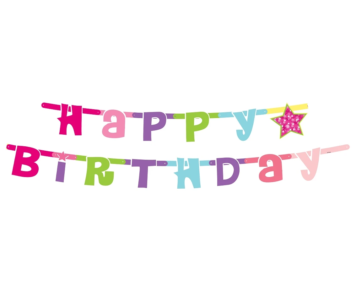 Girlanda "Happy Birthday różowe", 1.8 m KK