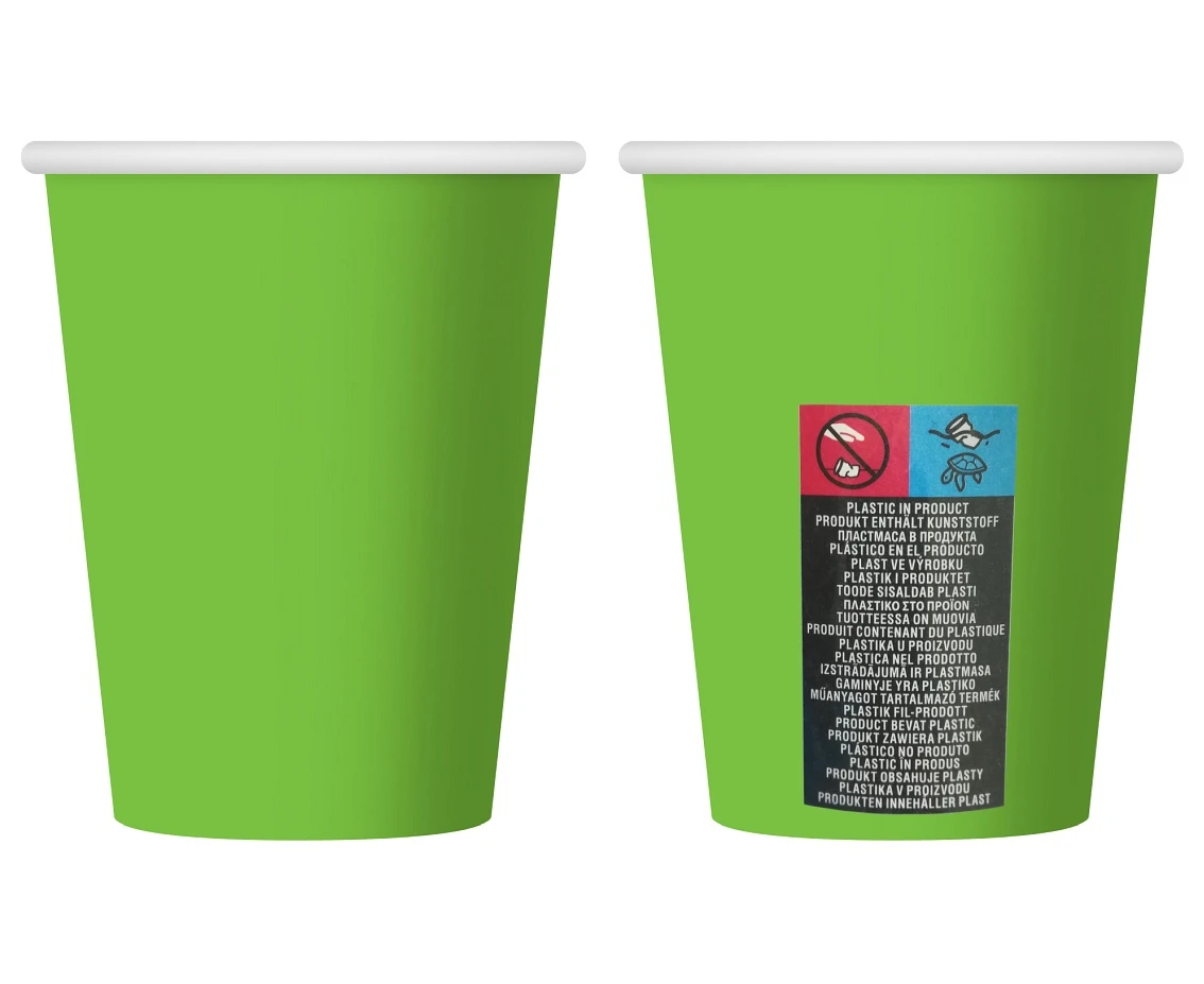 Kubeczki pap. jednokolorowe pistacjowe, 250 ml/ 6 szt.