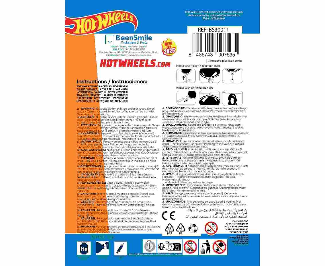 Balon foliowy 18" FX - Hot Wheels, pakowany