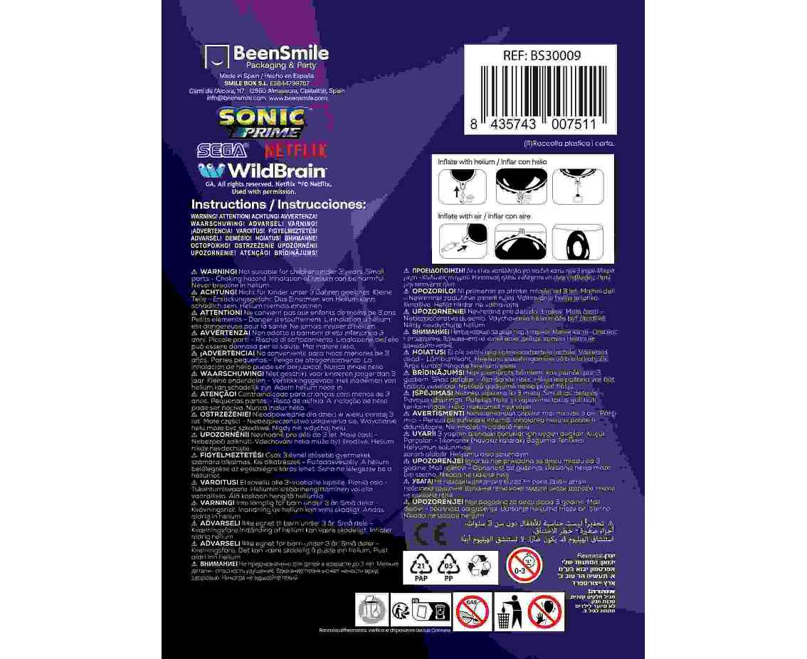 Balon foliowy 18" FX - Sonic, pakowany