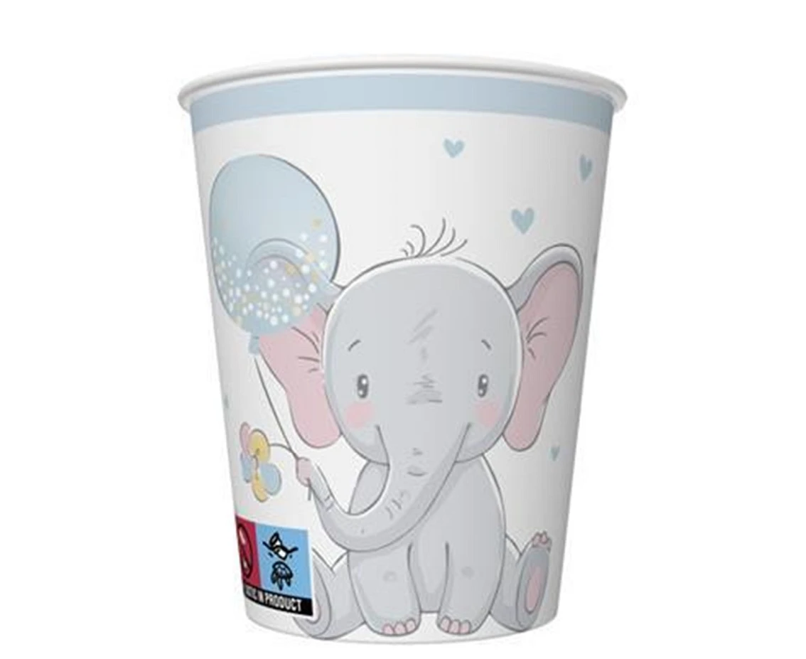 Kubeczki Baby Elephant with Blue Ballon, 8 szt.