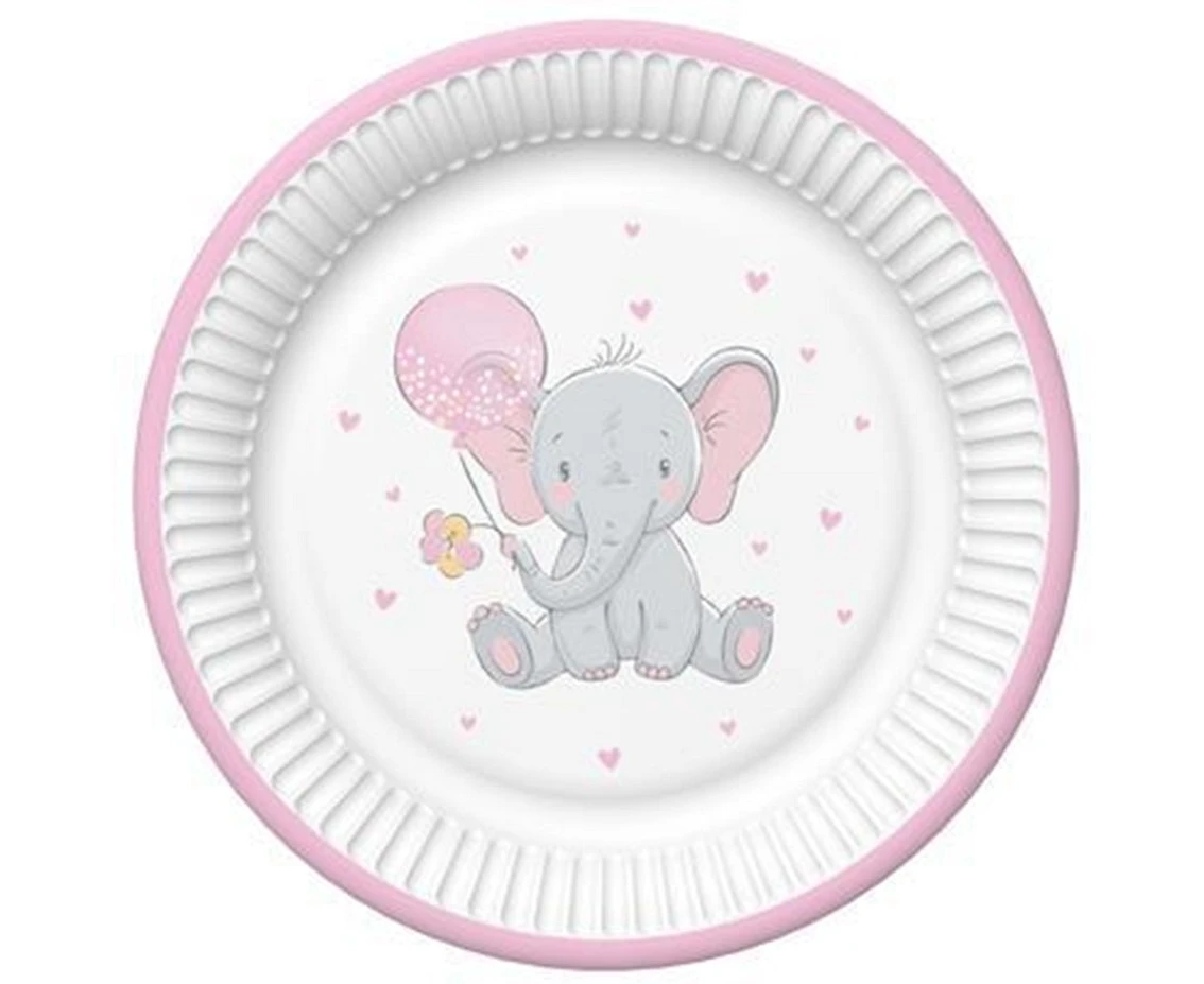 Talerzyki Baby Elephant with Pink Ballon, 8 szt.