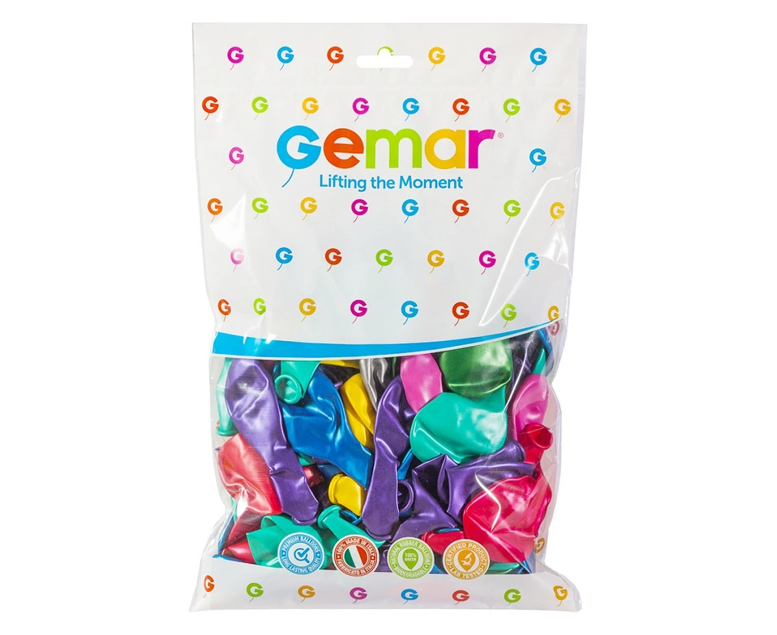 Balony Gemar 10", metalik mix, 100szt.
