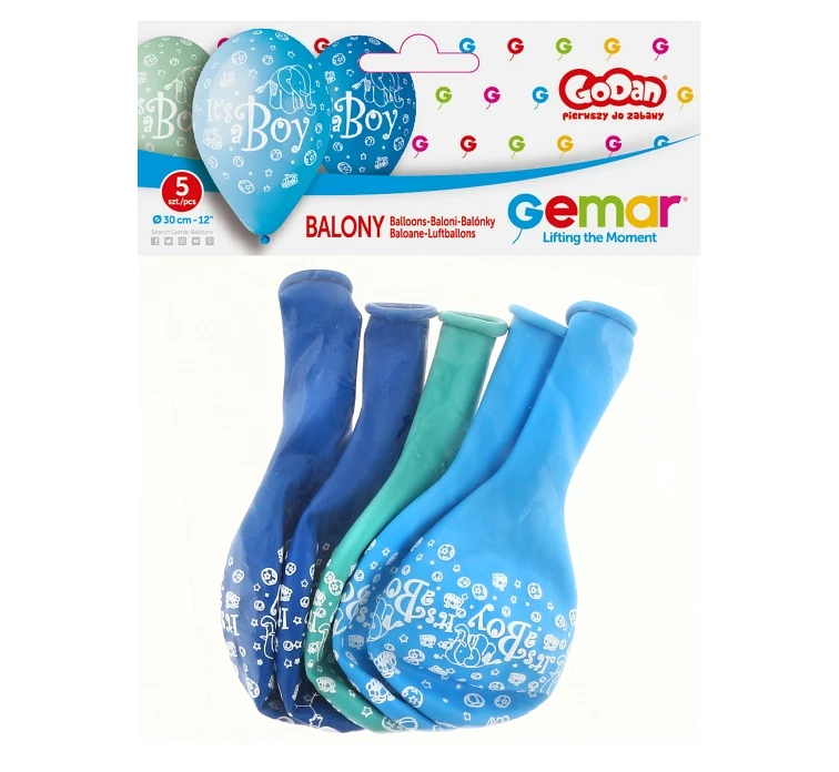 Balony Gemar 12", pastel premium its a boy, 5szt.