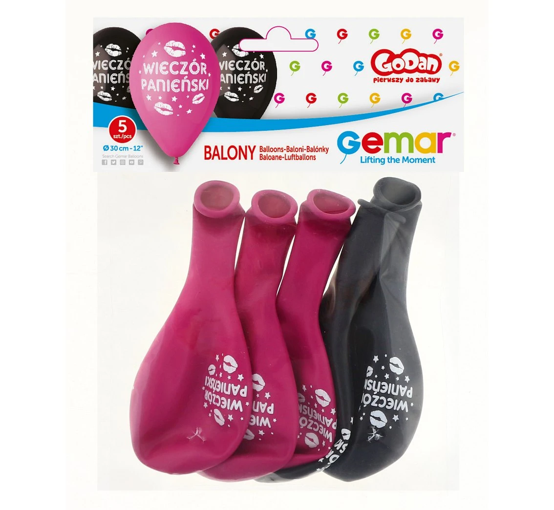 Balony Gemar 12", pastel premium hen night wieczór panieński, 5szt. KK