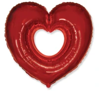 Balon foliowy 24" FX - Serce otwarte, czerwone, niepakowany