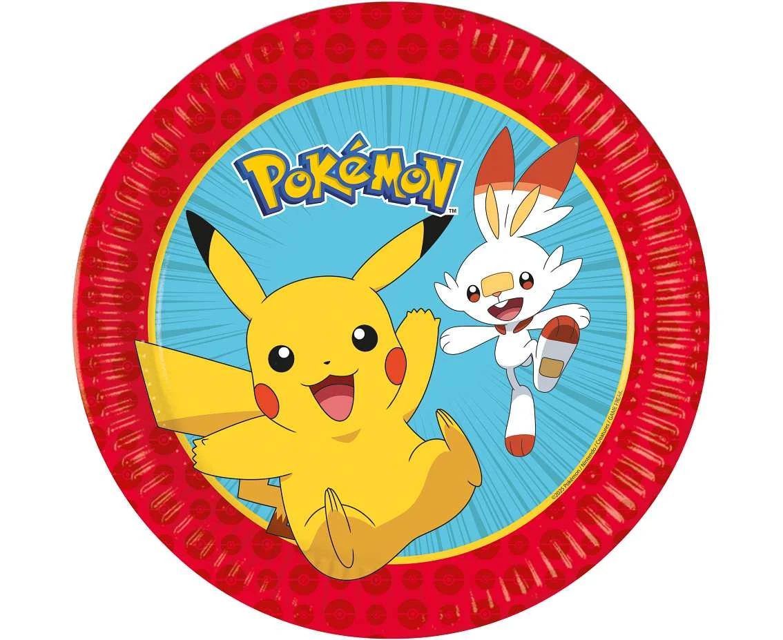 Talerzyki papierowe Pokemon 23 cm, 8 szt.