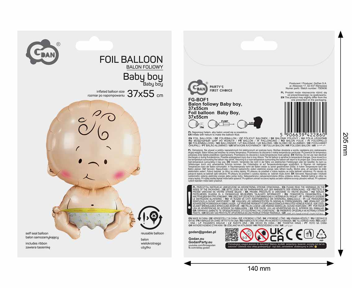 Balon foliowy Baby boy, 37x55cm