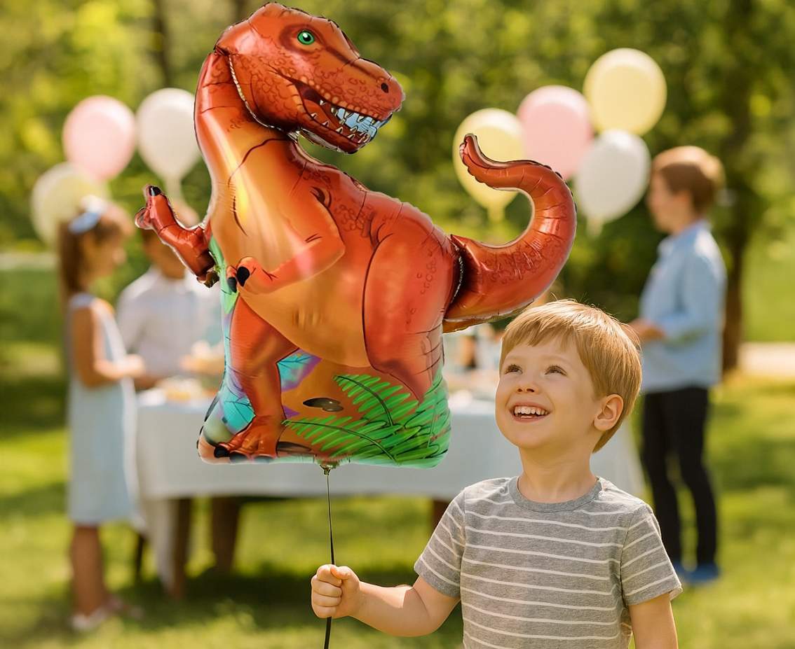 Balon foliowy Dinozaur T-rex, pomarańczowy, 66x59cm