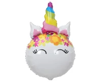 Balon foliowy Jednorożec z kwiatami, 64x41cm