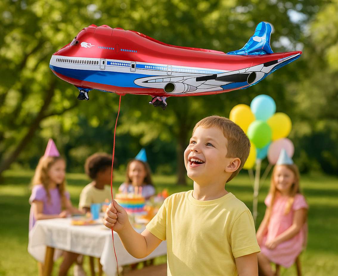 Balon foliowy Samolot czerwony, 28x75cm