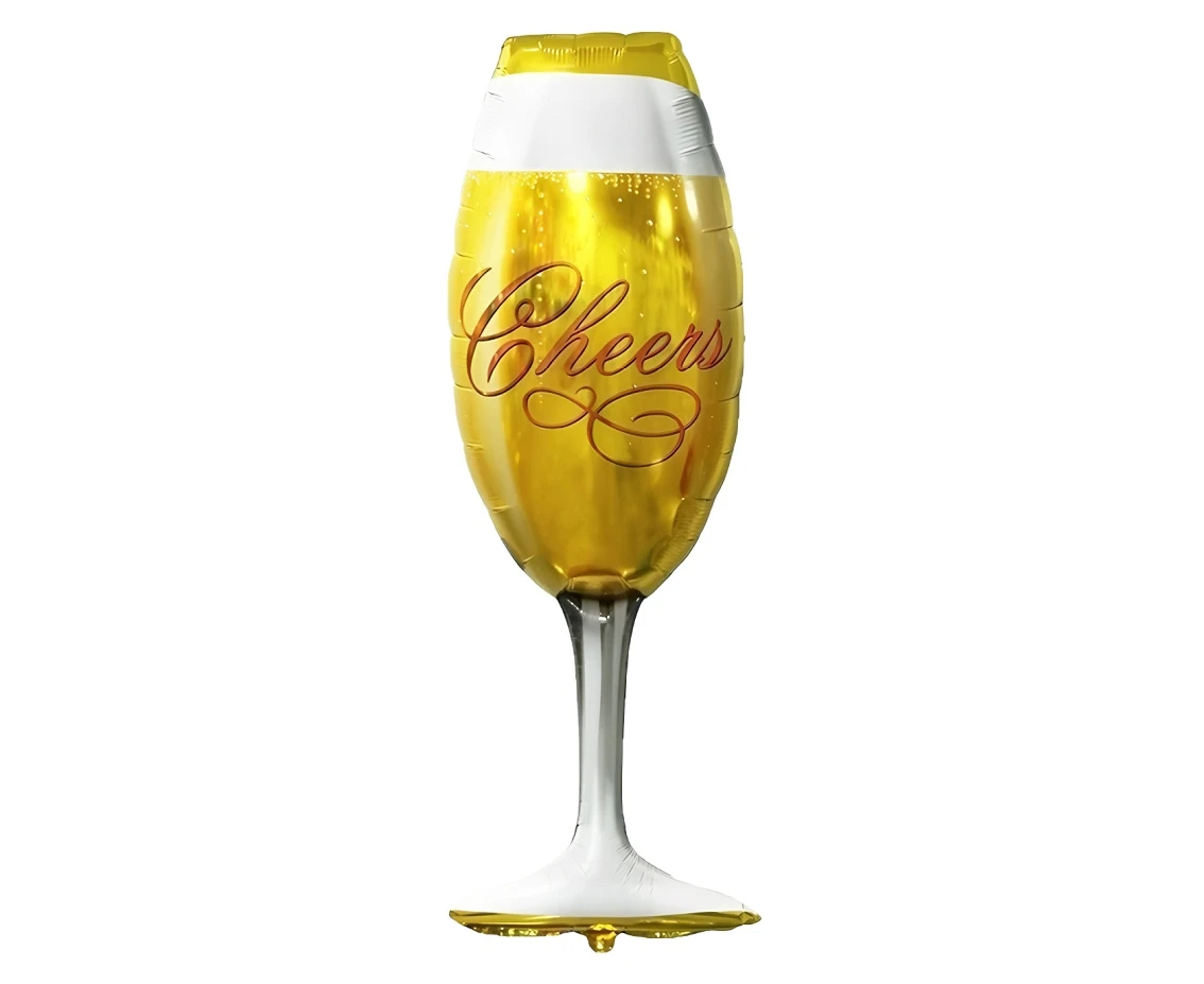 Balon foliowy Kieliszek złoty "Cheers", 22x73cm