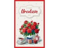 Kartka urodzinowa, Bukiet czerwony