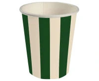 Kubeczki pap. Paski (zielony-beżowy) 250 ml, 6 szt.