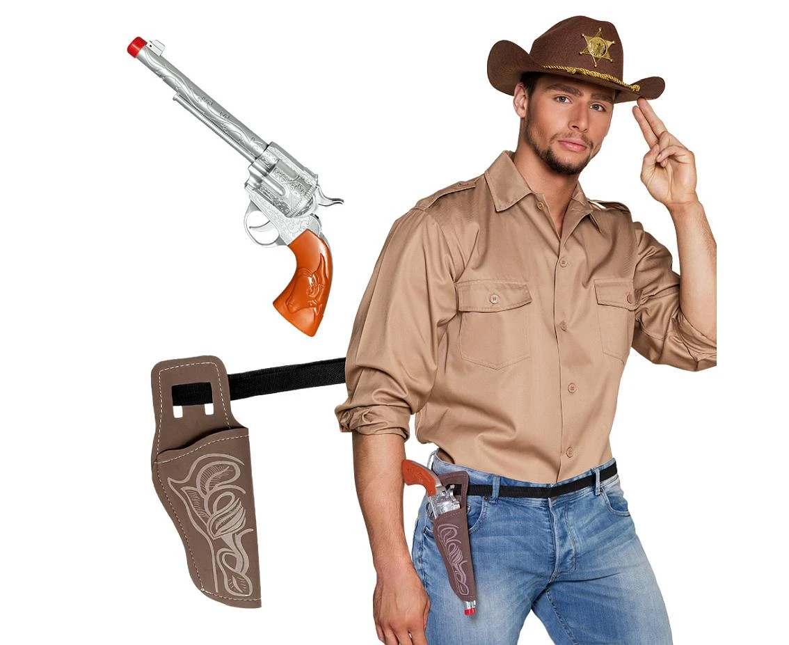 Zestaw Kowboj (zabawkowy pistolet 30 cm, pas 120 cm i kabura)