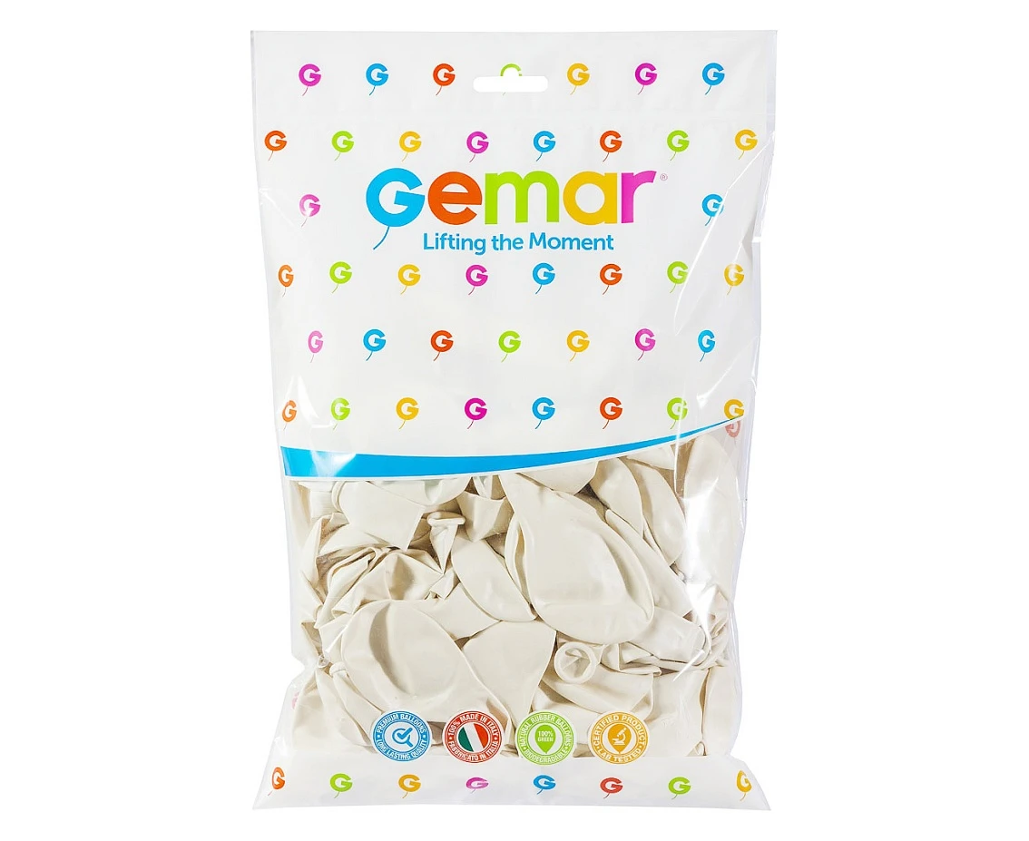 Balony Gemar 12", metalik perłowobiałe, 100szt.