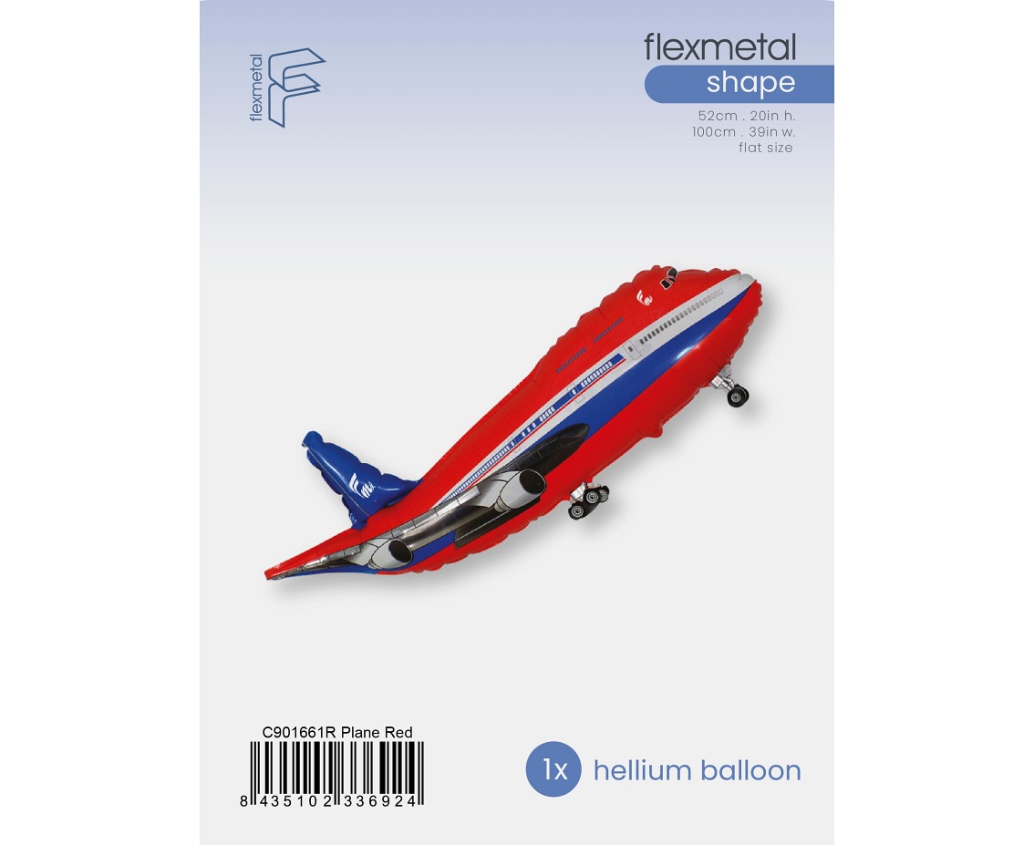 Balon foliowy 24" FX - Samolot (czerwony), pakowany