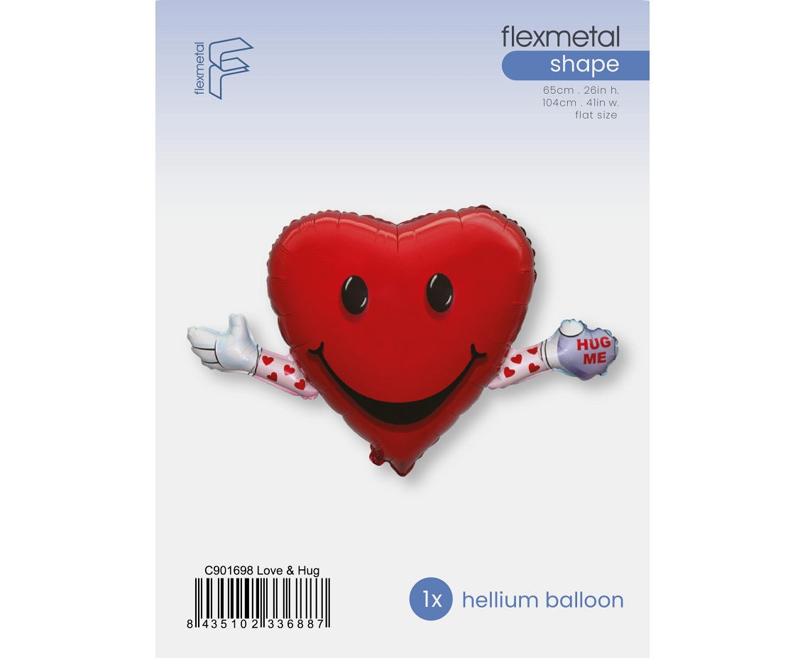 Balon foliowy 24" FX - LOVE & HUG, pakowany