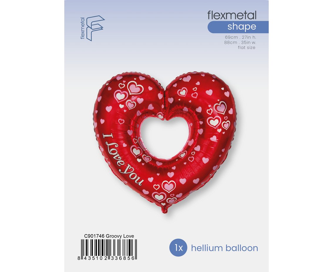 Balon foliowy 24" FX - Piękne serce - I Love You, pakowany
