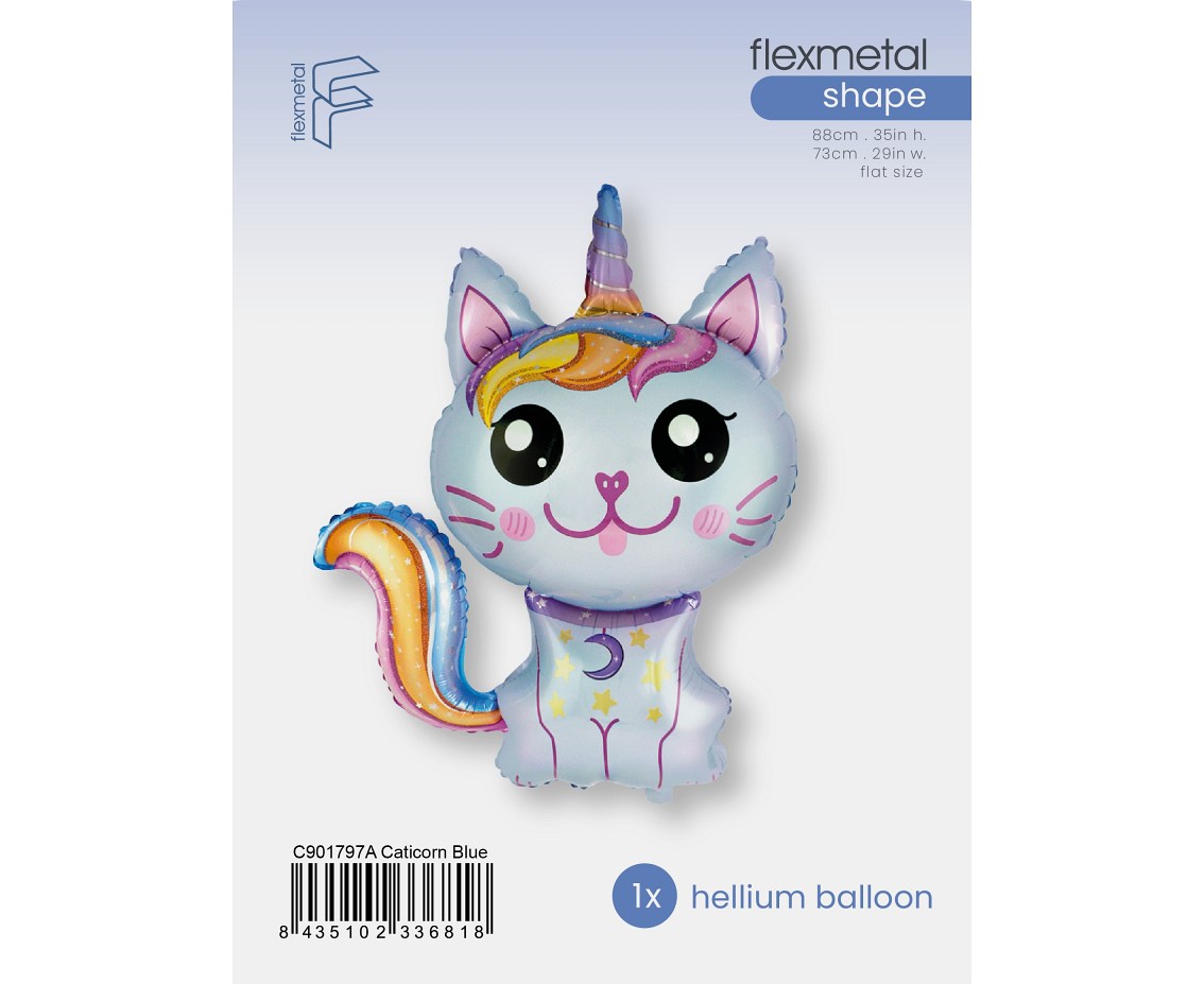 Balon foliowy 24" FX - Magiczny kot (niebieski), pakowany