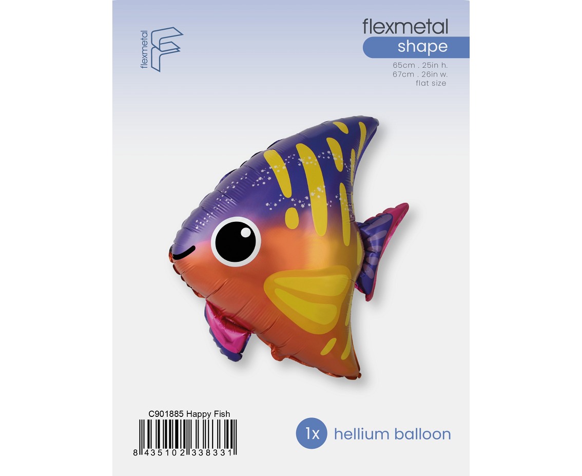 Balon foliowy 24" FX - Uśmiechnięta Rybka (opak. papierowe), pakowany KK