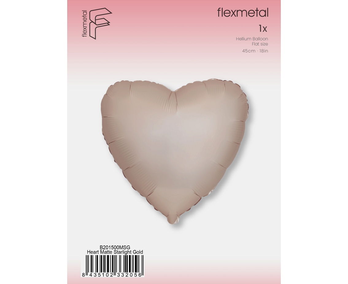 Balon foliowy 18" FX - Serce (matowe Starlight Gold), pakowany