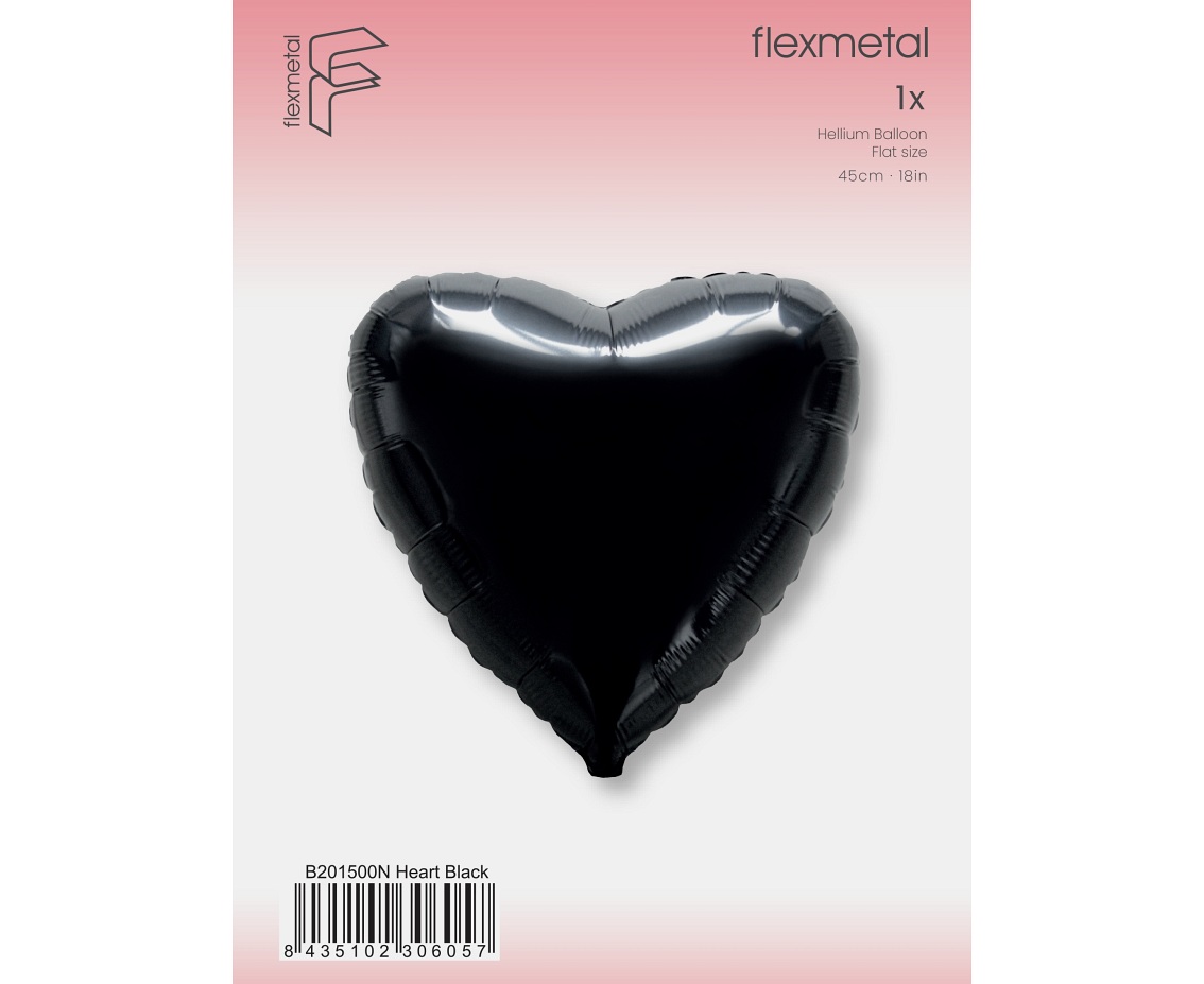 Balon foliowy 18" FX - Serce (czarne), pakowany