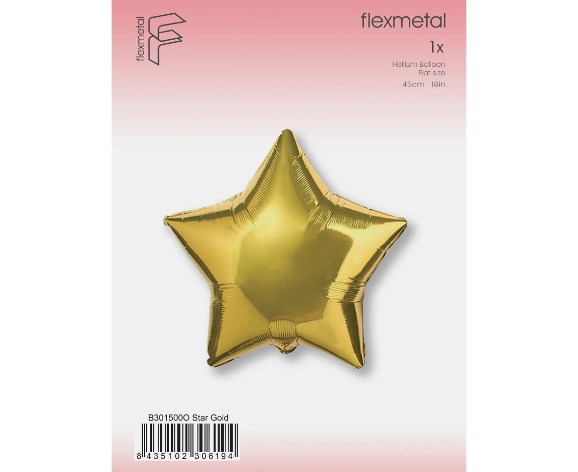 Balon foliowy 18" FX - Gwiazda (złota), pakowany