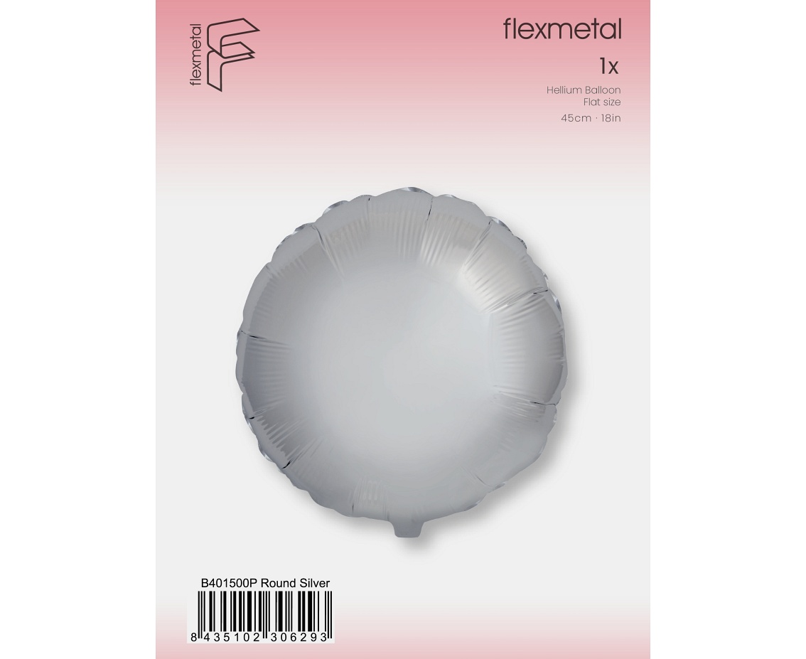 Balon foliowy 18" FX - Okrągły (srebrny), pakowany