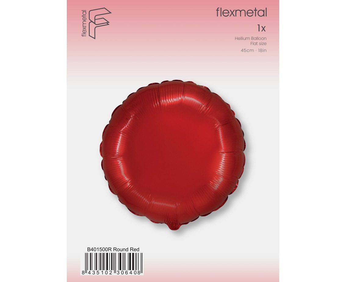 Balon foliowy 18" FX - Okrągły (czerwony), pakowany