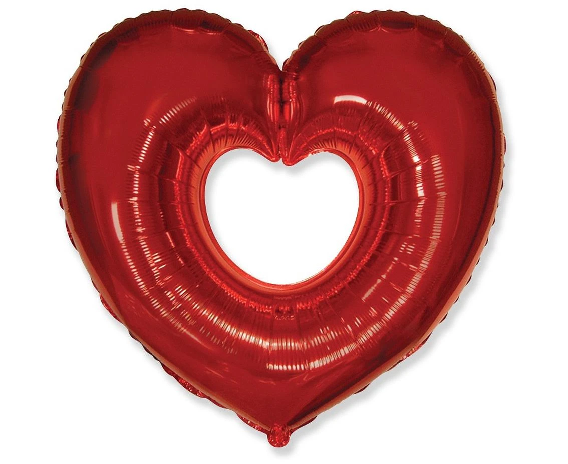 Balon foliowy 24" FX - Serce otwarte, czerwone, pakowany