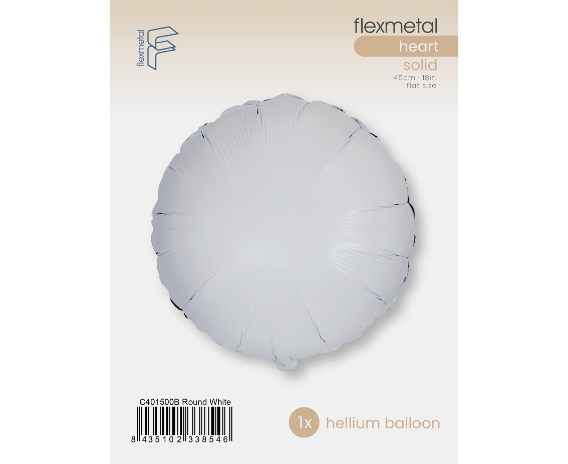 Balon foliowy 18" FX - Okrągły (biały), pakowany