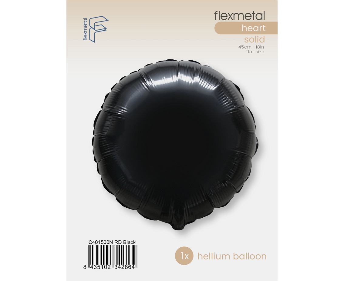 Balon foliowy 18" FX - Okrągły (czarny), pakowany