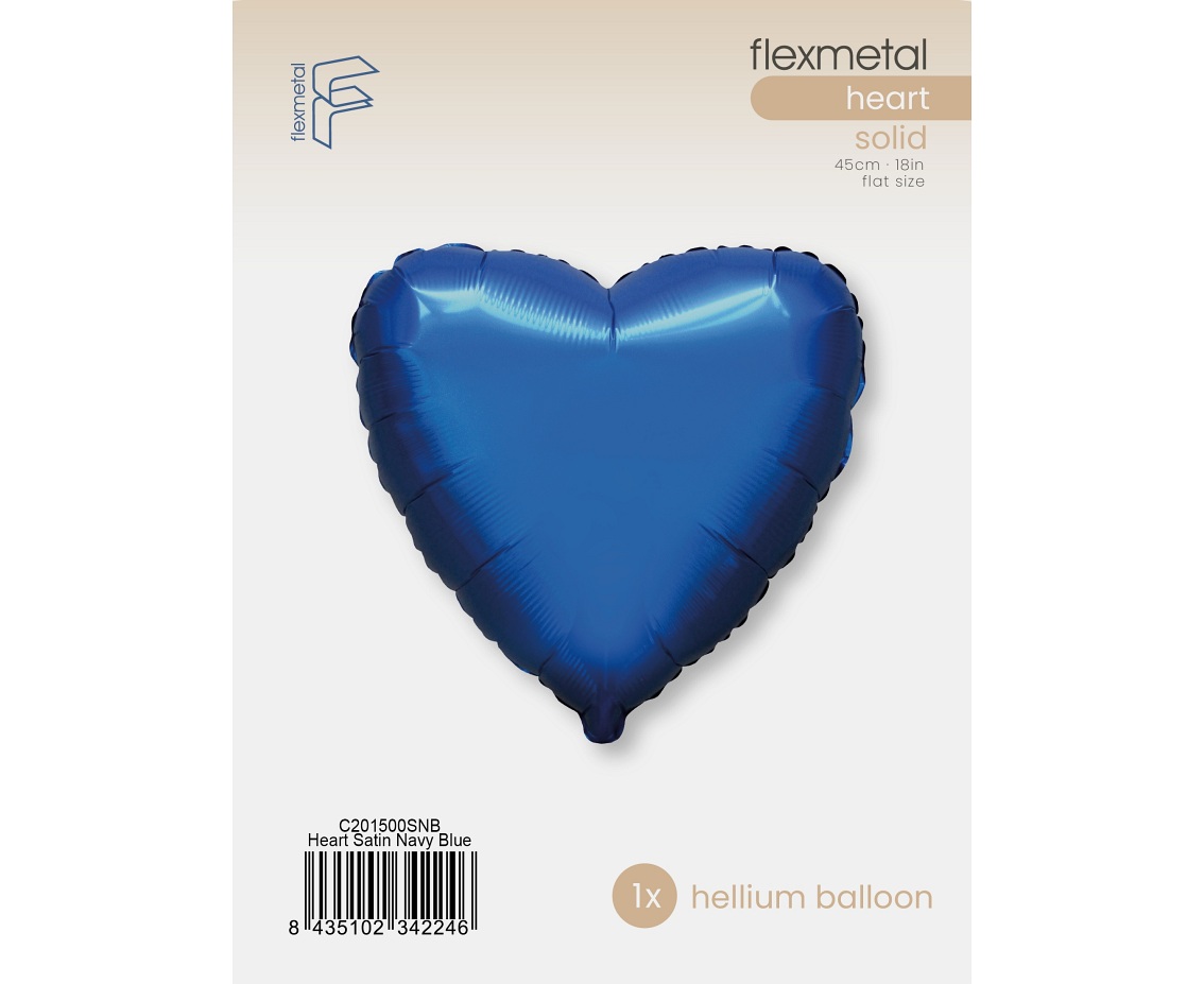 Balon foliowy 18" FX - Serce (satynowy navy blue), pakowany