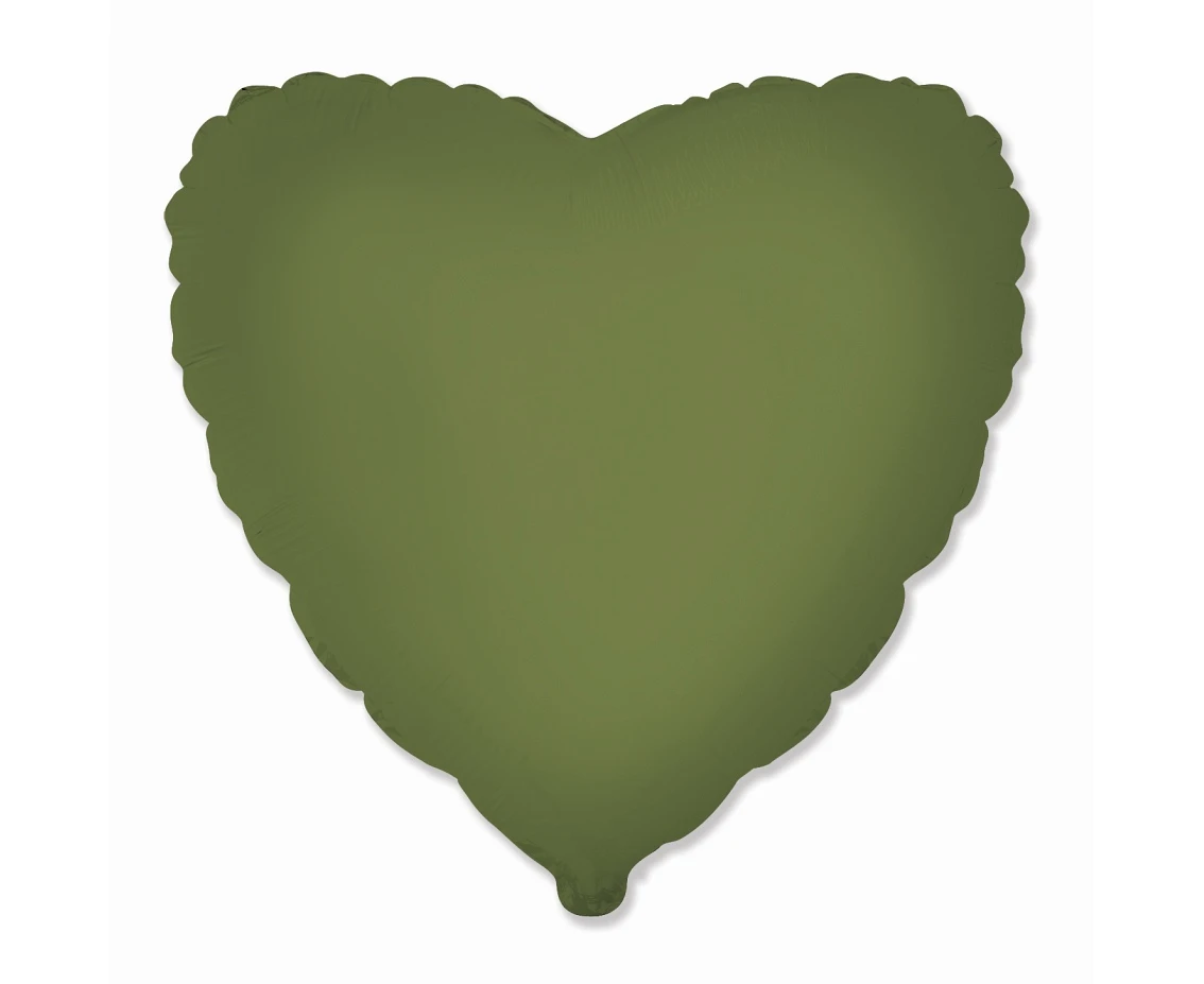 Balon foliowy 18" FX - Serce (matowe Olive Green), pakowany