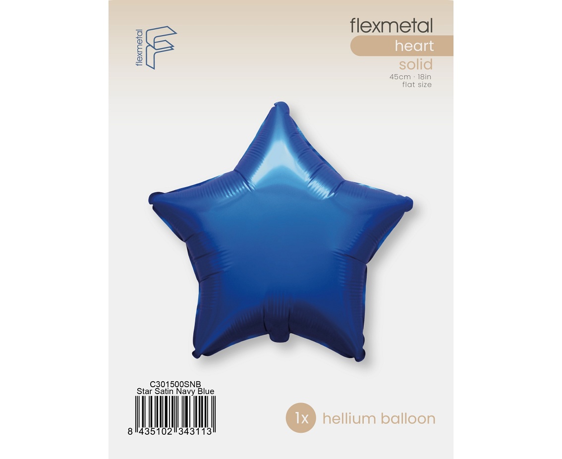 Balon foliowy 18" FX - Gwiazda (satynowy Navy Blue), pakowany