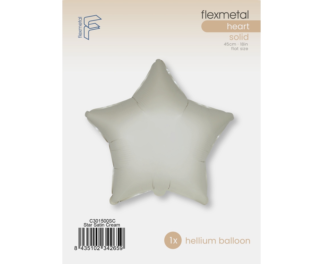 Balon foliowy 18" FX - Gwiazda (satynowy pastel kremowy), pakowany