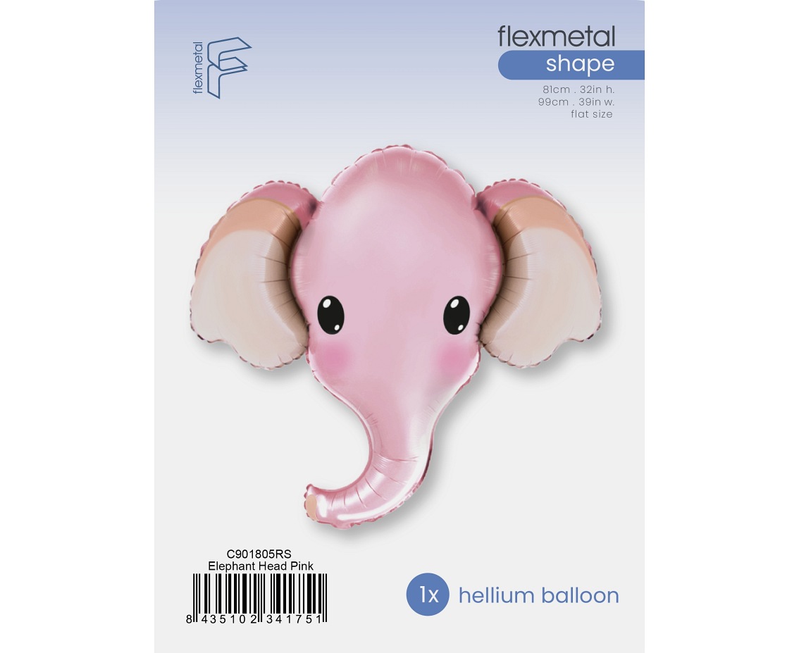 Balon foliowy 24" FX - Słonik (różowy), pakowany KK