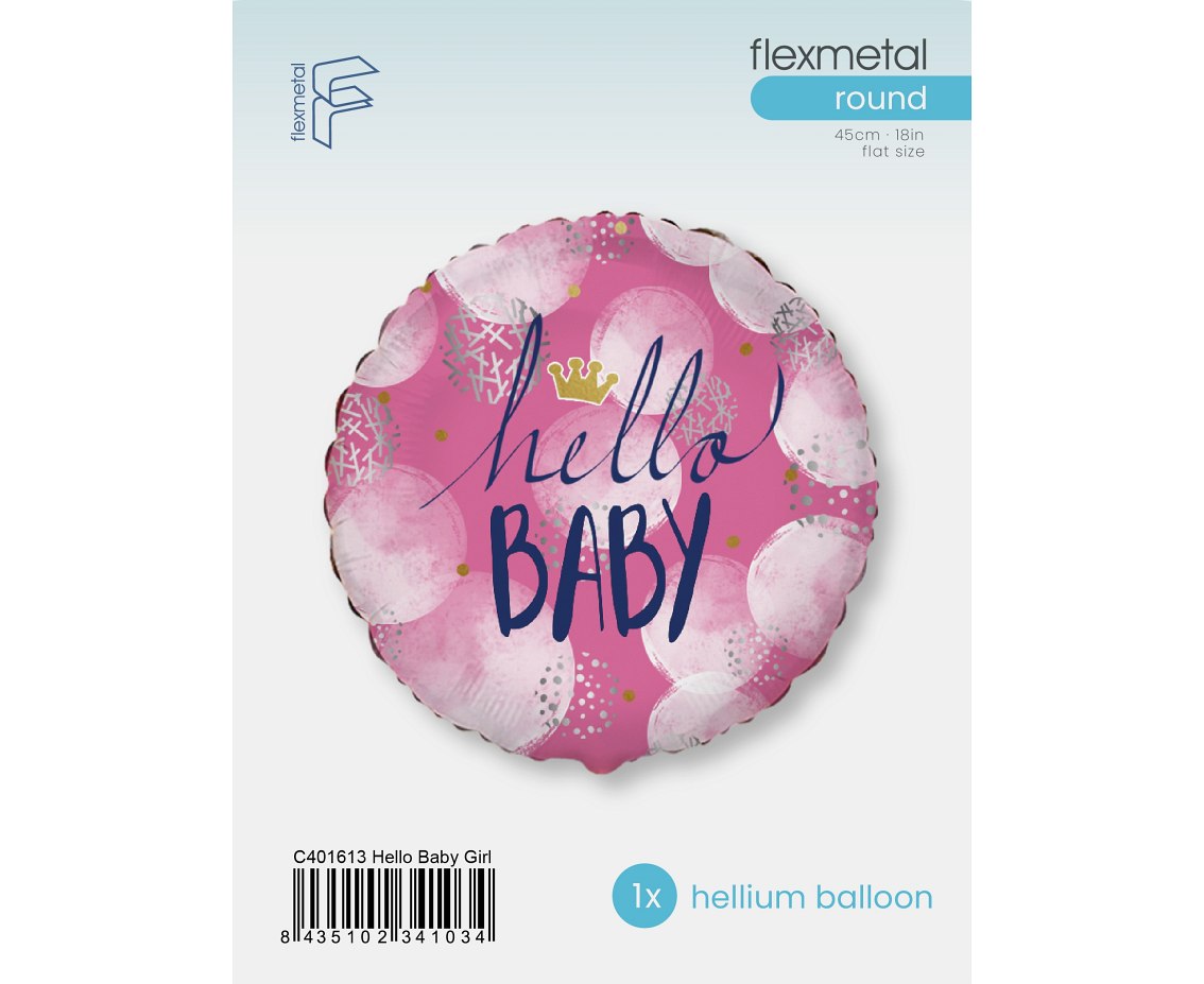 Balon foliowy 18" FX- Hello Baby Girl, pakowany