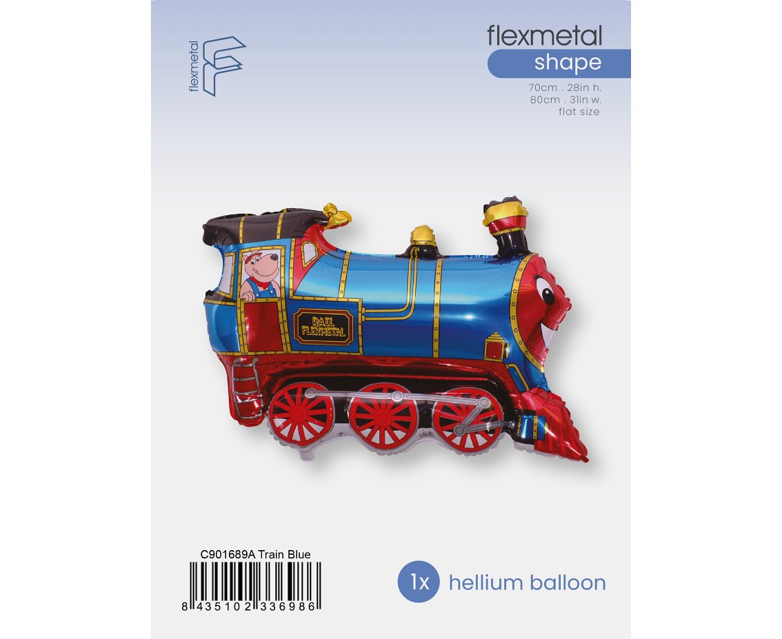 Balon foliowy 24" FX - Pociąg (niebieski), pakowany