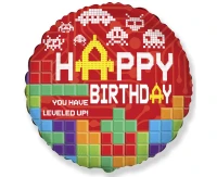 Balon foliowy 18" FX - Happy Birthday- BRICKS, pakowany