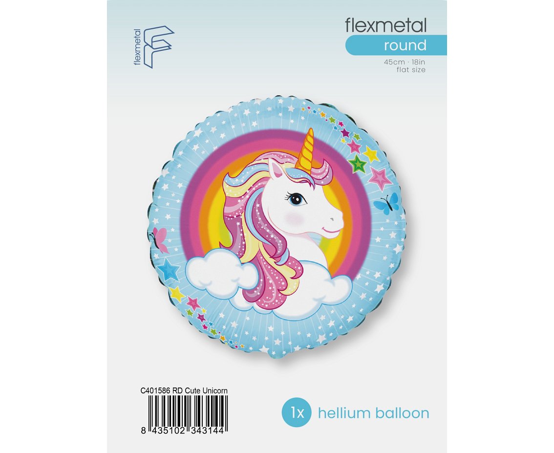 Balon foliowy 18" FX - Jednorożec, pakowany