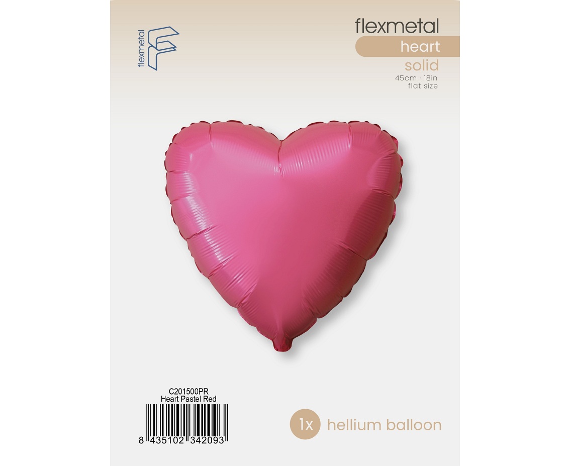 Balon foliowy 18" FX - Serce (pastel czerwony), pakowany
