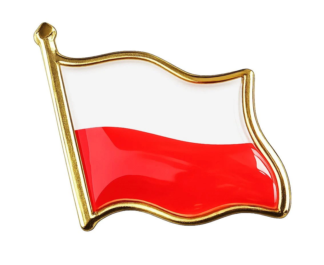 Przypinka z flagą Polski (metalowa), 2x2 cm, 1 szt.