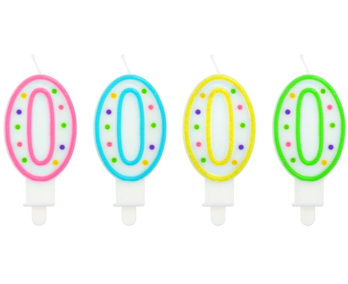 Świeczka cyferka z kropeczkami 0, 7,5 cm
