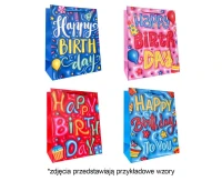Torebka prezentowa A5 Happy Birthday 18x23x10 cm. mix, 1 szt. kk.