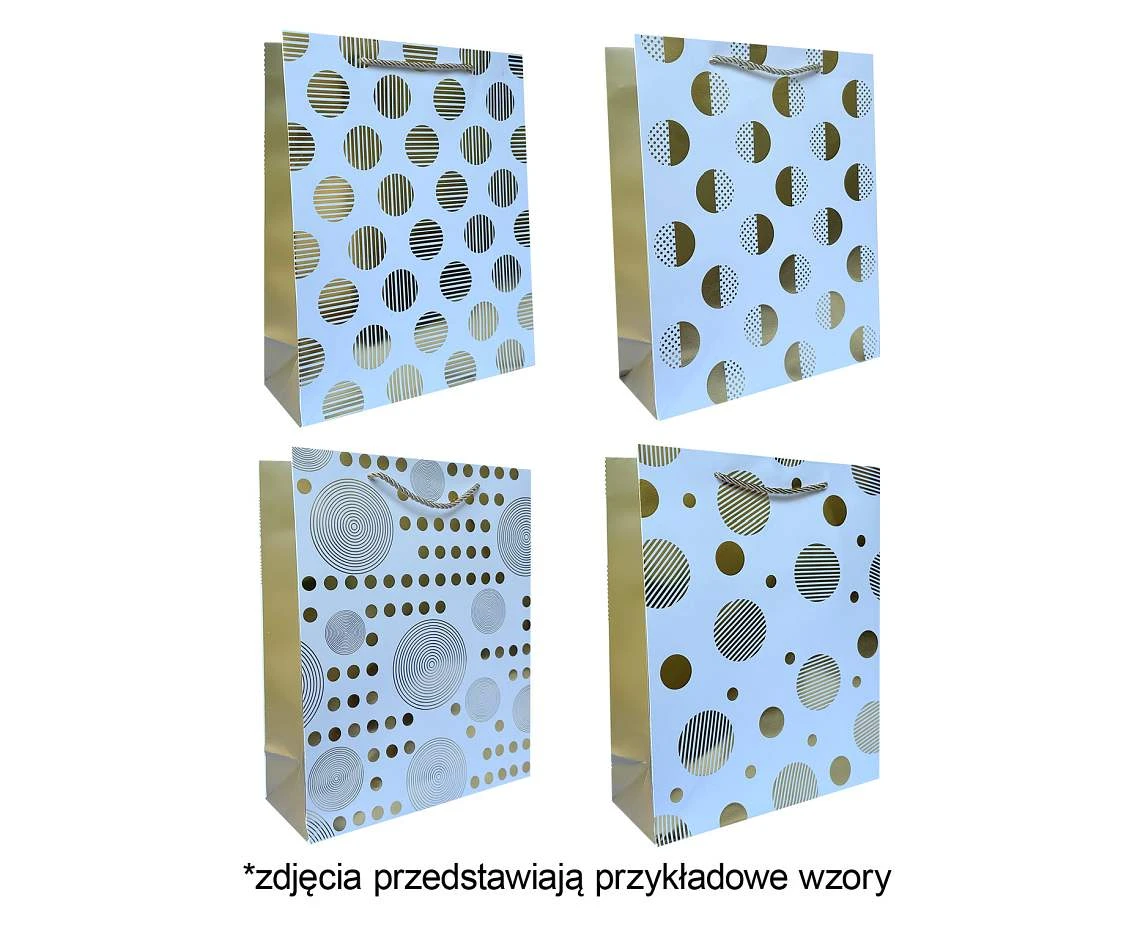 Torebka prezentowa A5 Kropki złote 18x23x10 cm. mix, 1 szt. KK