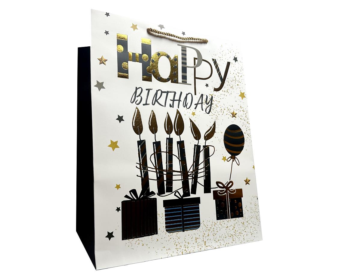 Torebka prezentowa (szerokie dno) A3 Happy Birthday 31 x40x25 cm. mix, 1 szt.