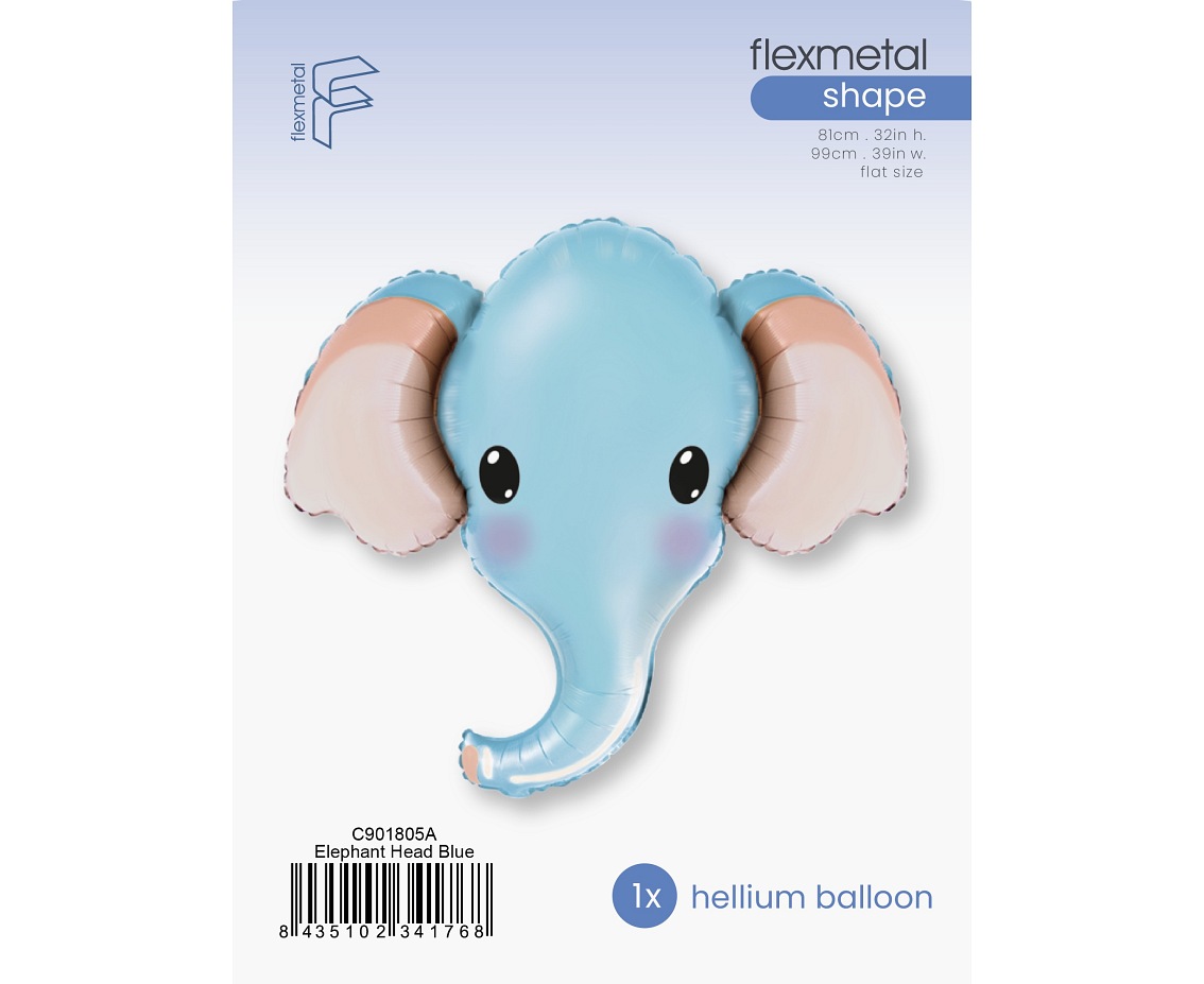 Balon foliowy 24" FX - Słonik (niebieski), pakowany KK
